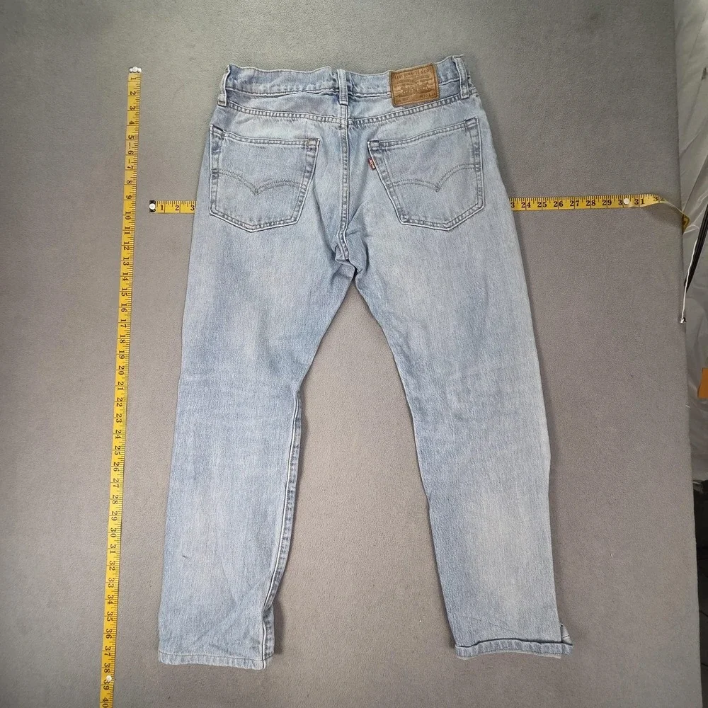 Levis 502 Jeans Mens Selvedge‎ Med Wash Tapered Whiskers Honeycomb Fits 30x26